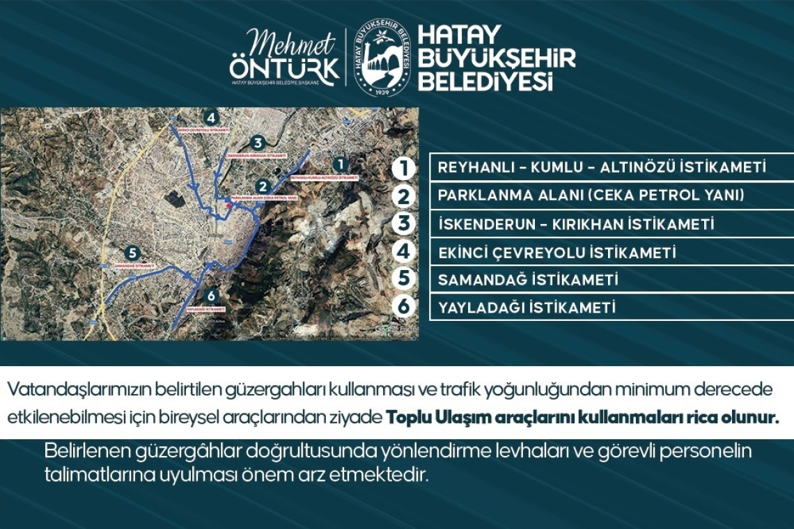 HATAY'DA TÖRENE ÜCRETSİZ ULAŞIM DESTEĞİ